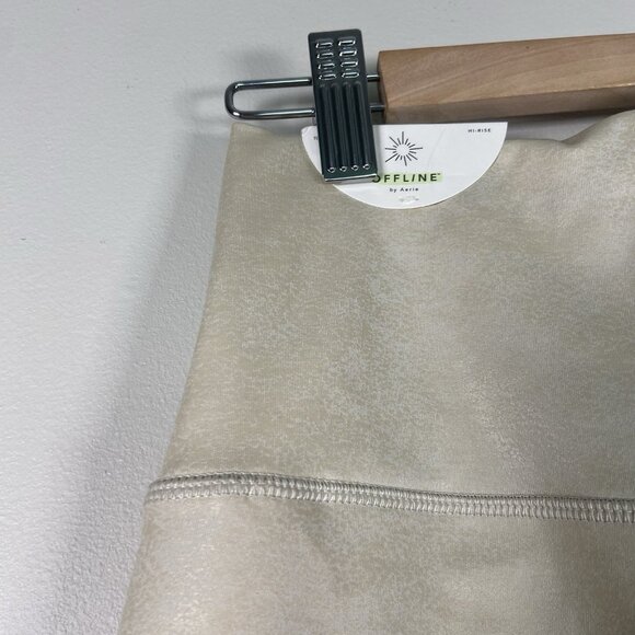 Offline by Aerie Cross Over 7/8” Hi-Rise Leggings NWT Beige/Gold Stretch Size XL - Picture 3 of 8